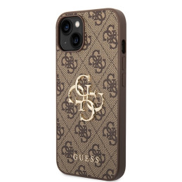 Guess 4G Big Metal Logo dėklas, skirtas iPhone 15 - rudas