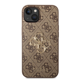 Guess 4G Big Metal Logo dėklas, skirtas iPhone 15 - rudas