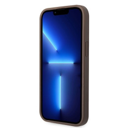 Guess 4G Big Metal Logo dėklas, skirtas iPhone 15 - rudas