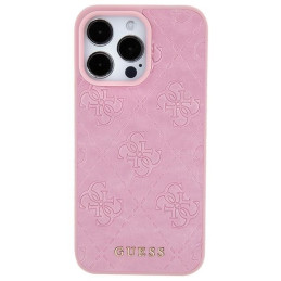 Guess Leather 4G štampuotas dėklas iPhone 15 - rožinis