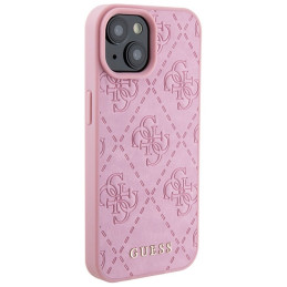 Guess Leather 4G štampuotas dėklas iPhone 15 - rožinis