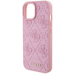 Guess Leather 4G štampuotas dėklas iPhone 15 - rožinis