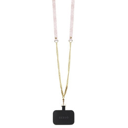 Guess Crossbody 4G metalinis logotipo dėklas iPhone 15 - rožinis