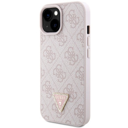 Guess Crossbody 4G metalinis logotipo dėklas iPhone 15 - rožinis