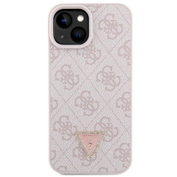 Guess Crossbody 4G metalinis logotipo dėklas iPhone 15 - rožinis