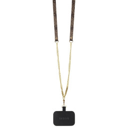 Guess Crossbody 4G metalinis logotipo dėklas iPhone 15 - rudas
