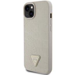 Guess Croco Triangle Metal Logo dėklas iPhone 15 - auksinis