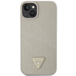 Guess Croco Triangle Metal Logo dėklas iPhone 15 - auksinis