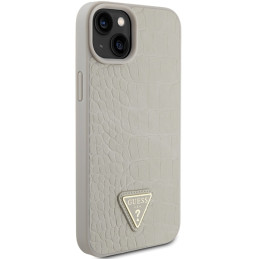 Guess Croco Triangle Metal Logo dėklas iPhone 15 - auksinis