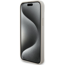 Guess Croco Triangle Metal Logo dėklas iPhone 15 - auksinis