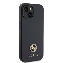 Guess Strass Metal Logo dėklas, skirtas iPhone 15 - juodas