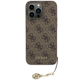 Guess 4G Charms Collection dėklas, skirtas iPhone 15 Pro Max - rudas