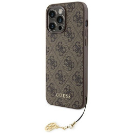 Guess 4G Charms Collection dėklas, skirtas iPhone 15 Pro Max - rudas