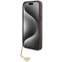 Guess 4G Charms Collection dėklas, skirtas iPhone 15 Pro Max - rudas