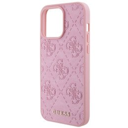 Guess Leather 4G štampuotas dėklas iPhone 15 Pro Max - rožinis