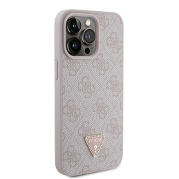 Guess Leather 4G Diamond Triangle dėklas, skirtas iPhone 15 Pro Max - rožinis
