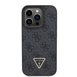Guess Crossbody 4G metalinis logotipo dėklas, skirtas iPhone 15 Pro Max - juodas