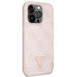 Guess Crossbody 4G metalinis logotipo dėklas iPhone 15 Pro Max - rožinis