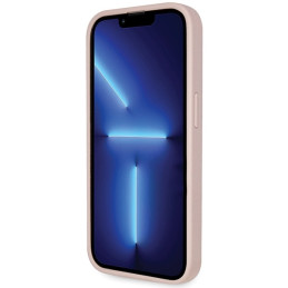 Guess Crossbody 4G metalinis logotipo dėklas iPhone 15 Pro Max - rožinis