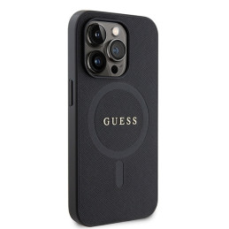 Guess Saffiano MagSafe dėklas iPhone 15 Pro - juodas
