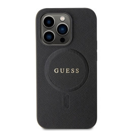 Guess Saffiano MagSafe dėklas iPhone 15 Pro Max - juodas