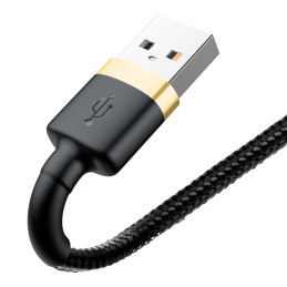 Baseus Cafule USB-A / Lightning 1.5A QC 3.0 laidas 2 m - juoda ir auksinė