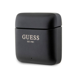 Guess Printed Logo TWS Bluetooth ausinės + prijungimo stotelė - juoda