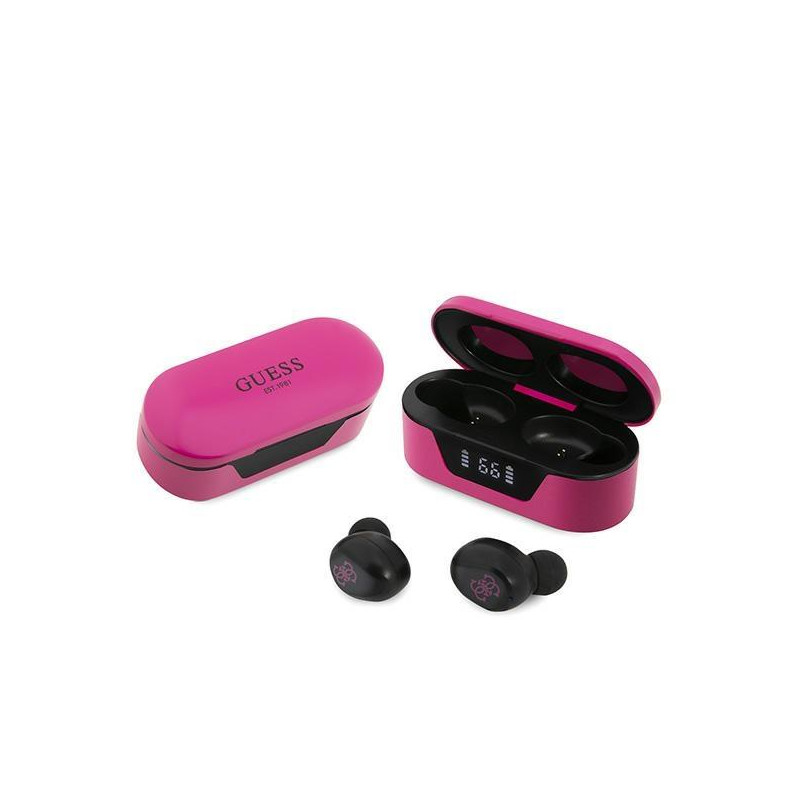 Guess TWS Bluetooth ausinės + prijungimo stotelė - rožinė
