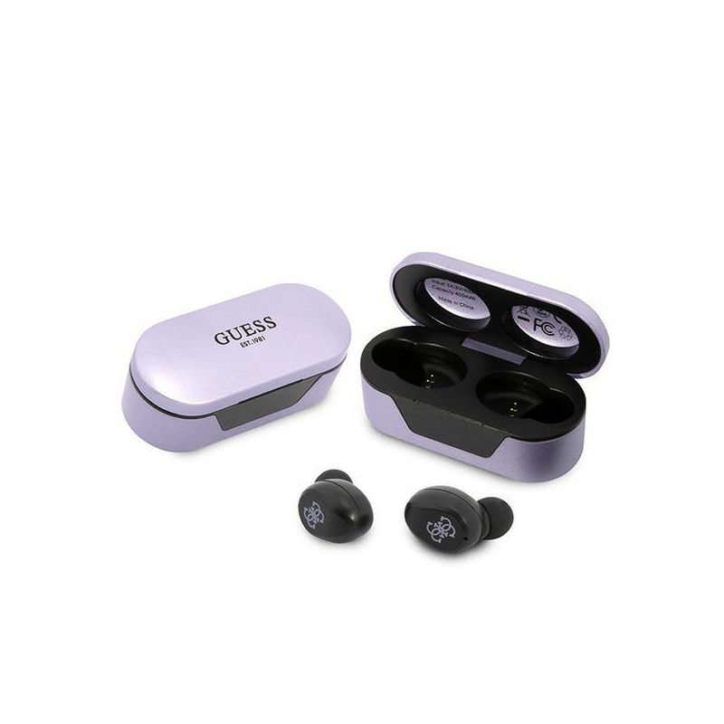 Guess TWS Bluetooth ausinės + prijungimo stotelė - violetinė