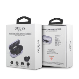 Guess TWS Bluetooth ausinės + prijungimo stotelė - violetinė