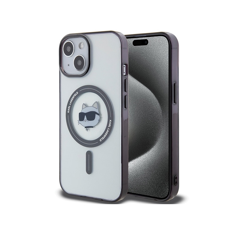 Karl Lagerfeld IML Choupette Head MagSafe dėklas, skirtas iPhone 15 Plus – skaidrus