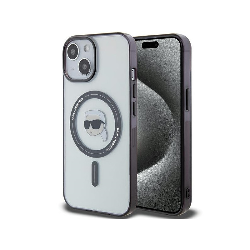 Karl Lagerfeld IML Karl& 39 s Head MagSafe dėklas iPhone 15 - skaidrus