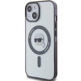 Karl Lagerfeld IML Karl& 39 s Head MagSafe dėklas iPhone 15 - skaidrus