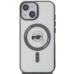 Karl Lagerfeld IML Karl& 39 s Head MagSafe dėklas iPhone 15 - skaidrus