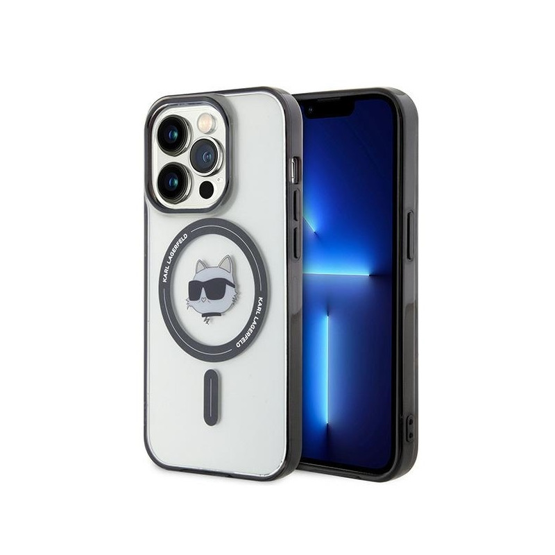 Karl Lagerfeld IML Choupette Head MagSafe dėklas, skirtas iPhone 15 Pro Max – skaidrus