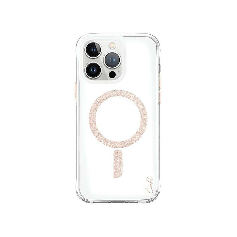 UNIQ Coehl Glace Magnetic Charging dėklas, skirtas iPhone 15 Pro Max - rožinė ir auksinė