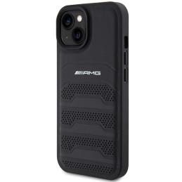 AMG Leather Debossed Lines dėklas iPhone 15 - juodas