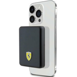 Powerbank Ferrari Metal Logo MagSafe 15W 5000mAh - juoda