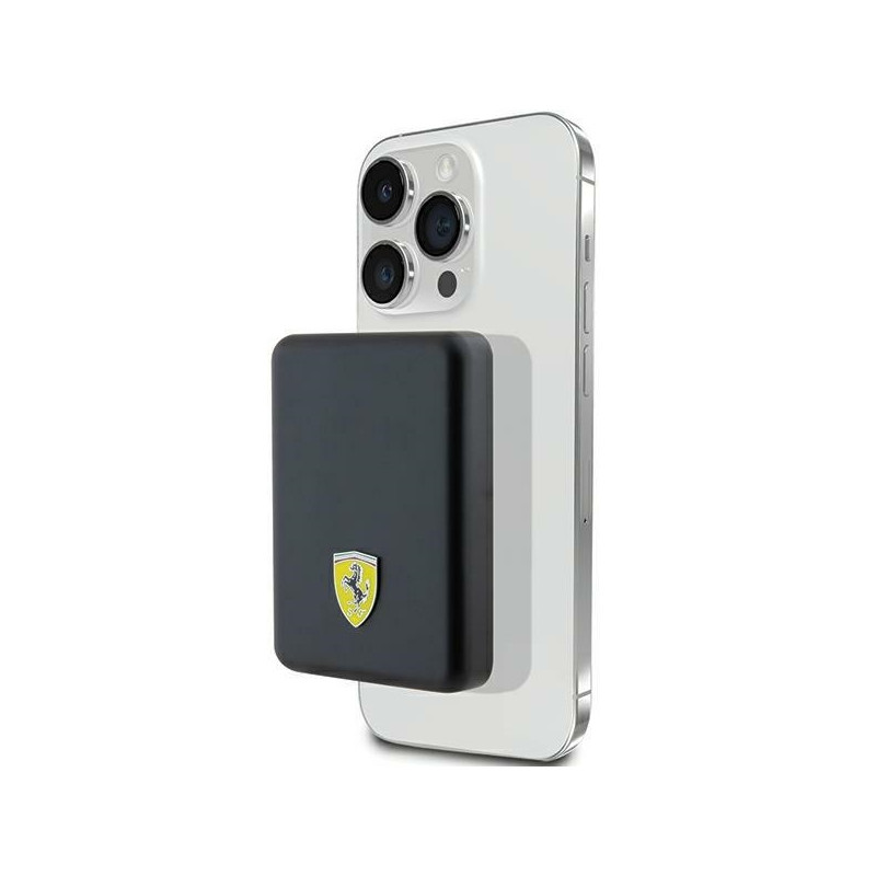 Powerbank Ferrari Metal Logo MagSafe 15W 5000mAh - juoda
