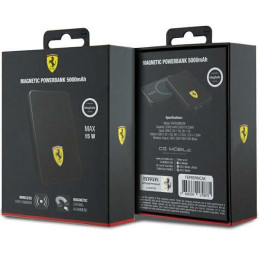 Powerbank Ferrari Metal Logo MagSafe 15W 5000mAh - juoda