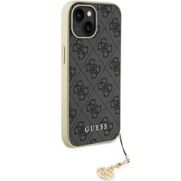 Guess 4G Charms Collection dėklas iPhone 15 - pilkas