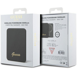 Guess MagSafe Metal Script Logo indukcinis maitinimo blokas 15W 5000mAh - juodas
