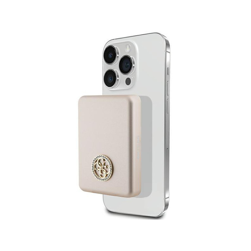Guess MagSafe 4G Strassed Metal Logo indukcinis maitinimo blokas 5W 3000mAh - auksinis