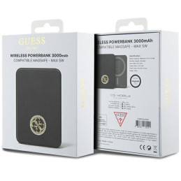 Guess MagSafe 4G Strassed Metal Logo indukcinis maitinimo blokas 5W 3000mAh - juodas