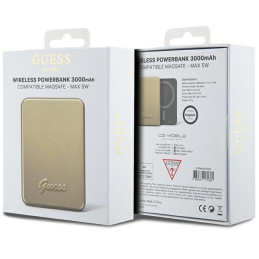 Guess MagSafe Metal Script Logo indukcinis maitinimo blokas 5W 3000mAh - auksinis