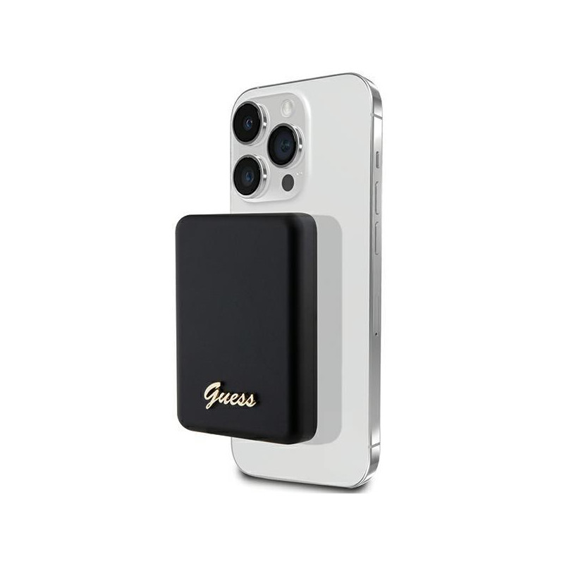 Guess MagSafe Metal Script Logo indukcinis maitinimo blokas 5W 3000mAh - juodas