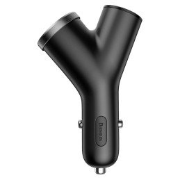 Baseus Y Type Car Charger automobilinis įkroviklis 2x USB + cigarečių degiklio lizdas 3.4A juodas (CCALL-YX01)