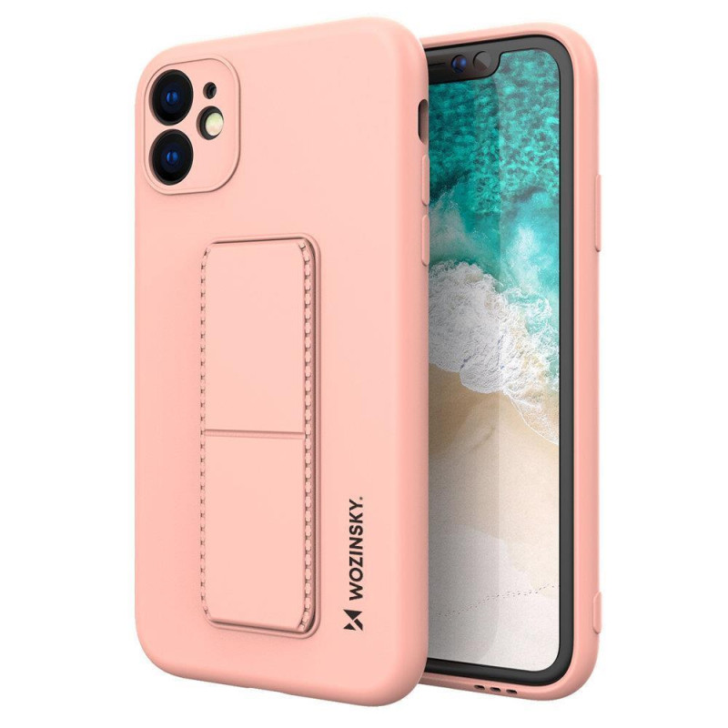 Wozinsky Kickstand Case silikoninis dėklas su stovu iPhone 11 Pro Max rožiniam