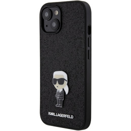 Karl Lagerfeld Fixed Glitter Ikonik Logo Metal Pin dėklas iPhone 15 - juodas