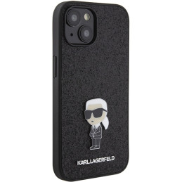 Karl Lagerfeld Fixed Glitter Ikonik Logo Metal Pin dėklas iPhone 15 - juodas